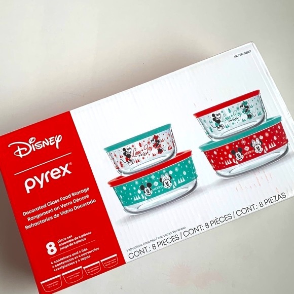 NIB Pyrex Disney Christmas Mickey & Minnie Mouse Decorated Glass Containers - Picture 10 of 10